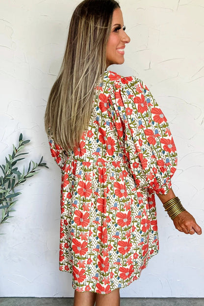 Freya Sleeve Loose Mini Dress - Hello Beautiful BoutiqueFloral DressesThreaded Pear