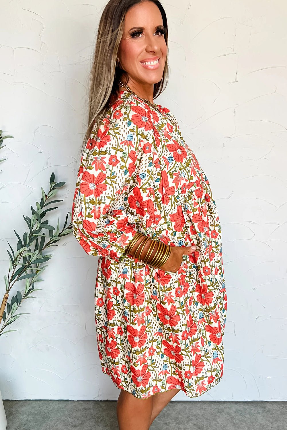Freya Sleeve Loose Mini Dress - Hello Beautiful BoutiqueFloral DressesThreaded Pear