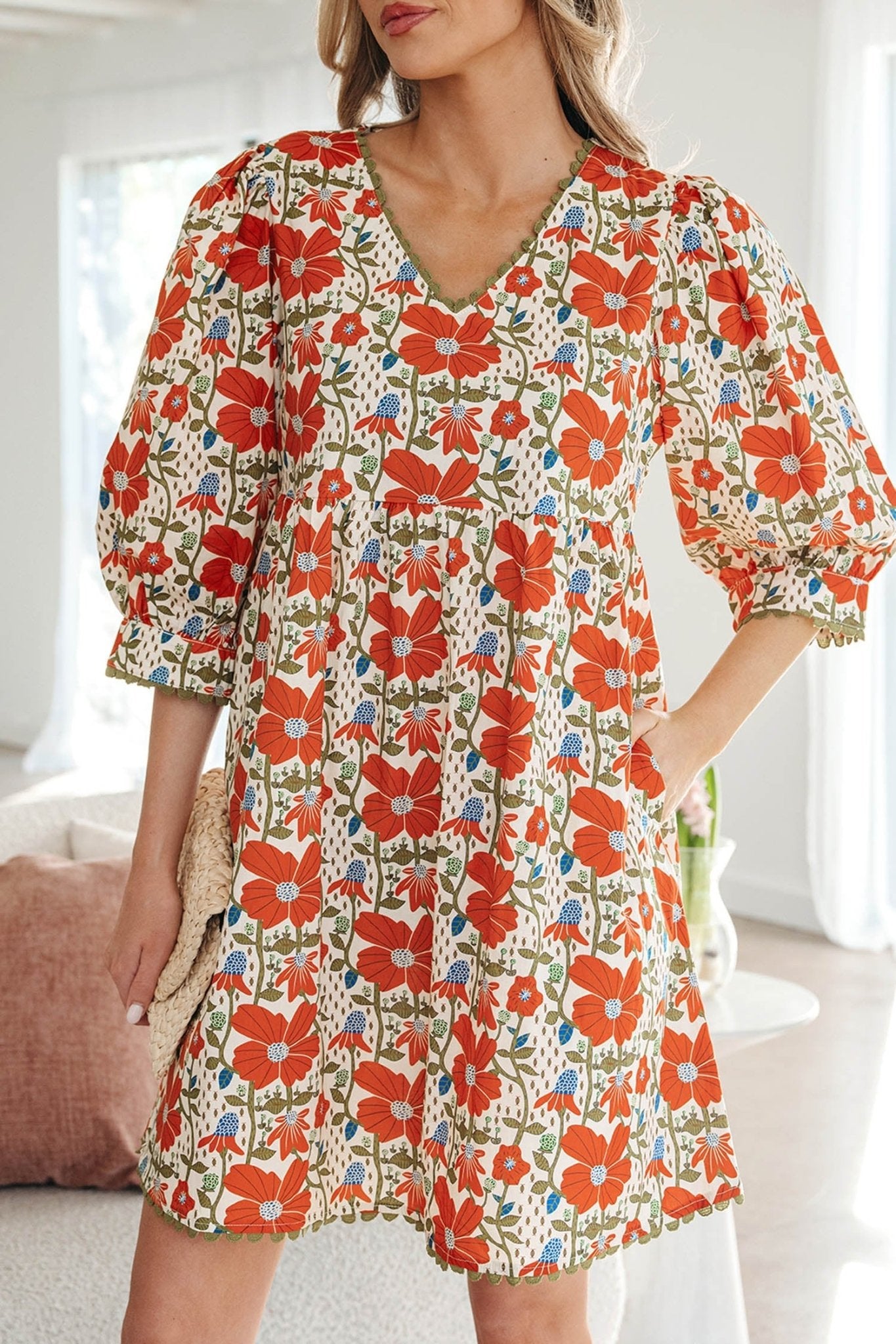 Freya Sleeve Loose Mini Dress - Hello Beautiful BoutiqueFloral DressesThreaded Pear