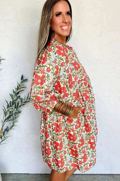 Freya Sleeve Loose Mini Dress - Hello Beautiful BoutiqueFloral DressesThreaded Pear