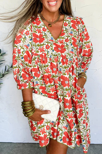 Freya Sleeve Loose Mini Dress - Hello Beautiful BoutiqueFloral DressesThreaded Pear
