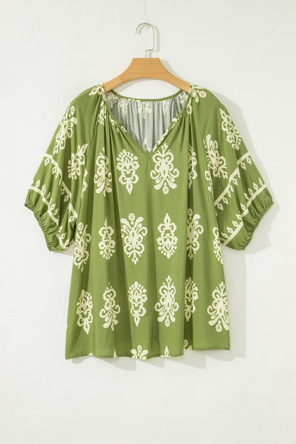 Gabriella Floral Short Sleeve PLUS Top - Hello Beautiful BoutiquePlus Size Blouses & ShirtsThreaded Pear