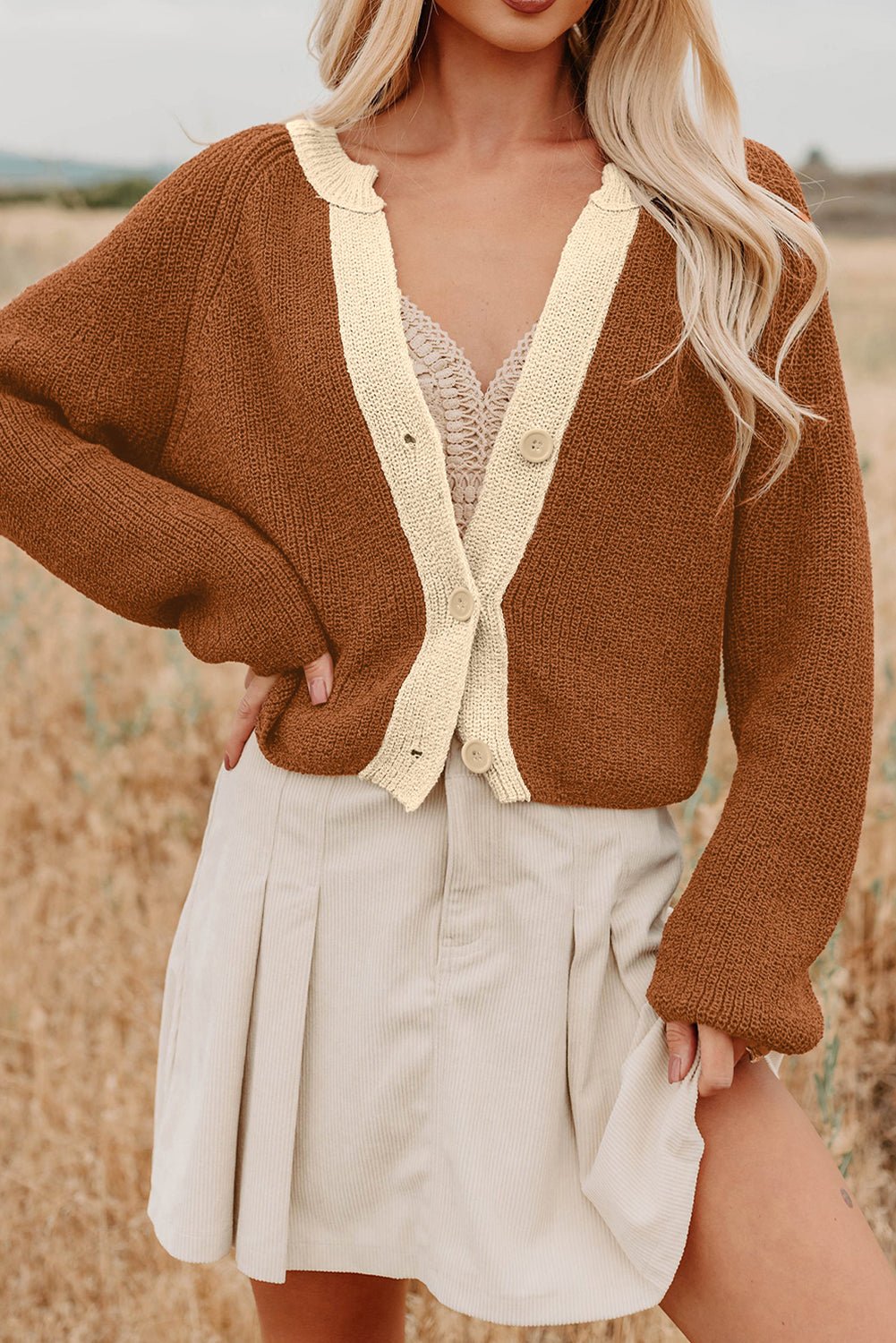 Gabriella Knit Neckline Short Cardigan - Hello Beautiful BoutiqueCardigansThreaded Pear
