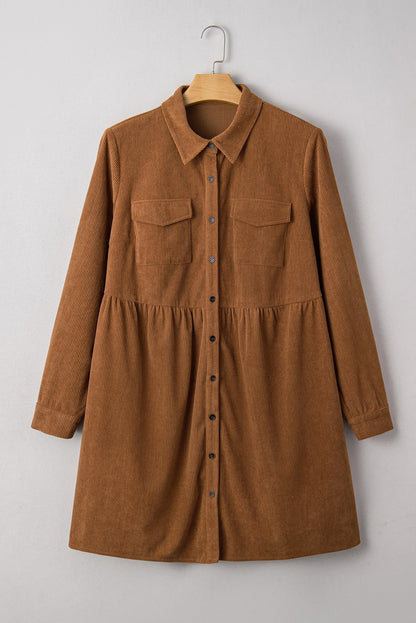 Galilea Corduroy Full Collared PLUS Shirt - Hello Beautiful BoutiquePlus Size Mini DressesThreaded Pear