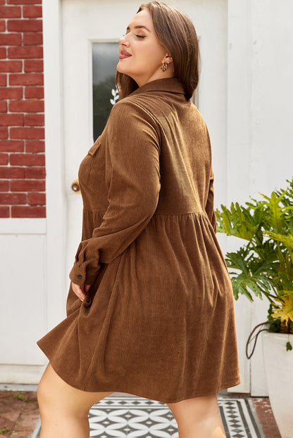 Galilea Corduroy Full Collared PLUS Shirt - Hello Beautiful BoutiquePlus Size Mini DressesThreaded Pear