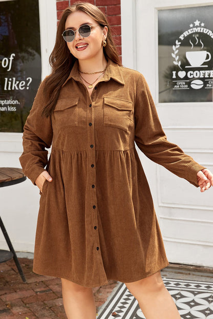 Galilea Corduroy Full Collared PLUS Shirt - Hello Beautiful BoutiquePlus Size Mini DressesThreaded Pear