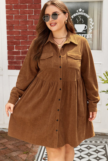 Galilea Corduroy Full Collared PLUS Shirt - Hello Beautiful BoutiquePlus Size Mini DressesThreaded Pear