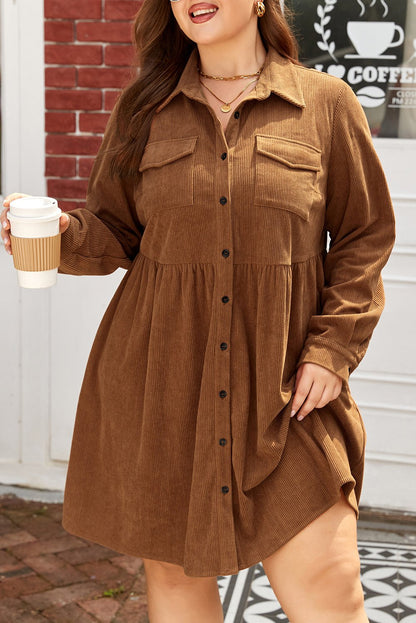 Galilea Corduroy Full Collared PLUS Shirt - Hello Beautiful BoutiquePlus Size Mini DressesThreaded Pear