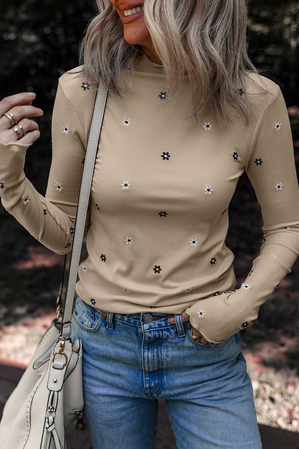 Genesis Embroidered Detail Ribbed Long Sleeve Top - Hello Beautiful BoutiqueLong Sleeve TopsThreaded Pear