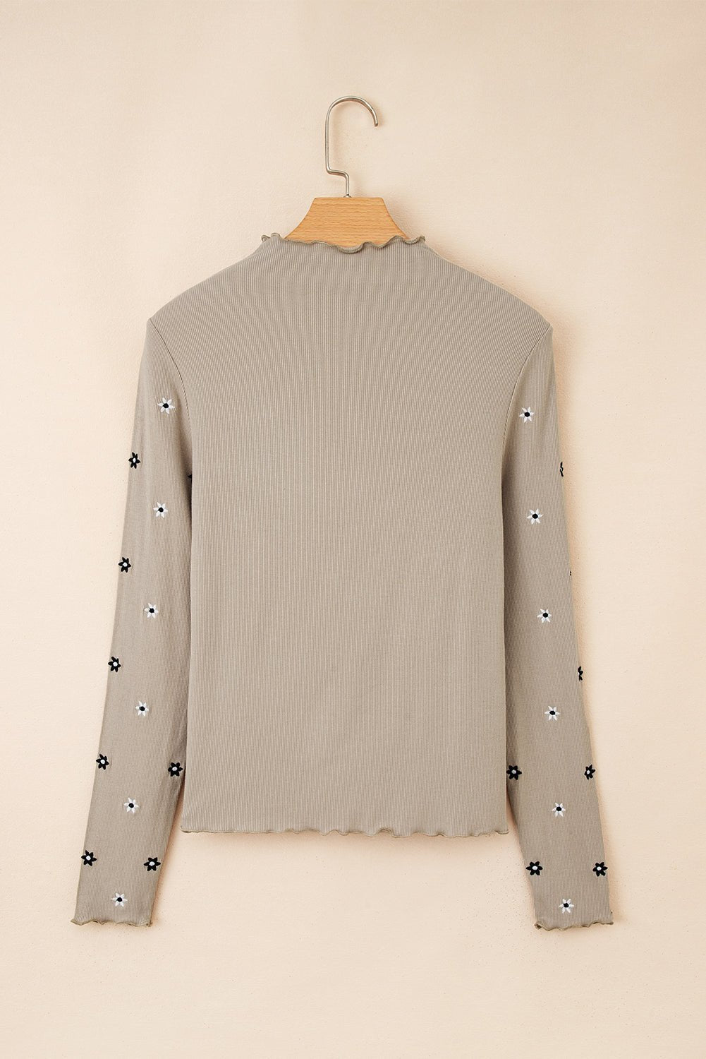 Genesis Embroidered Detail Ribbed Long Sleeve Top - Hello Beautiful BoutiqueLong Sleeve TopsThreaded Pear