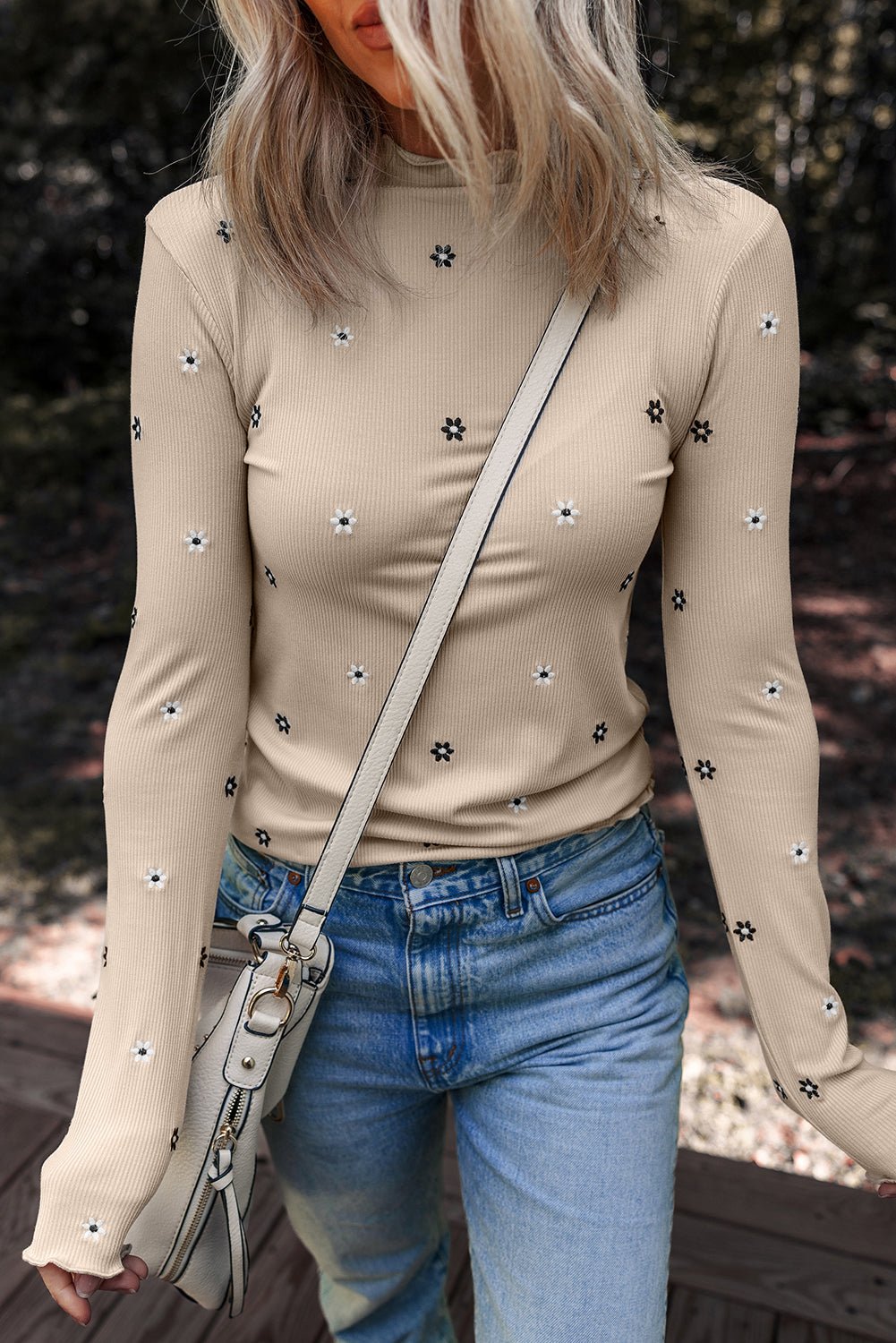 Genesis Embroidered Detail Ribbed Long Sleeve Top - Hello Beautiful BoutiqueLong Sleeve TopsThreaded Pear