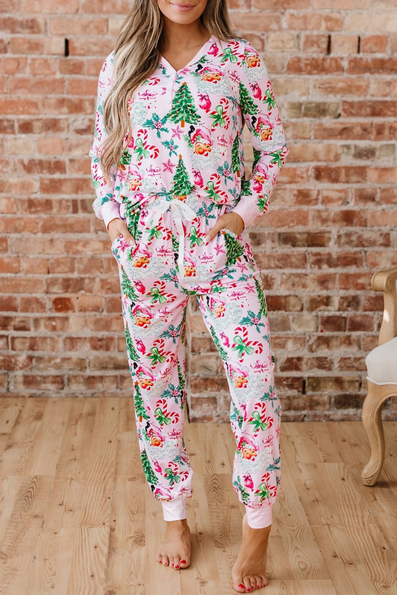 Georgia Pattern Pullover Drawstring Pants - Hello Beautiful BoutiqueLoungewearThreaded Pear