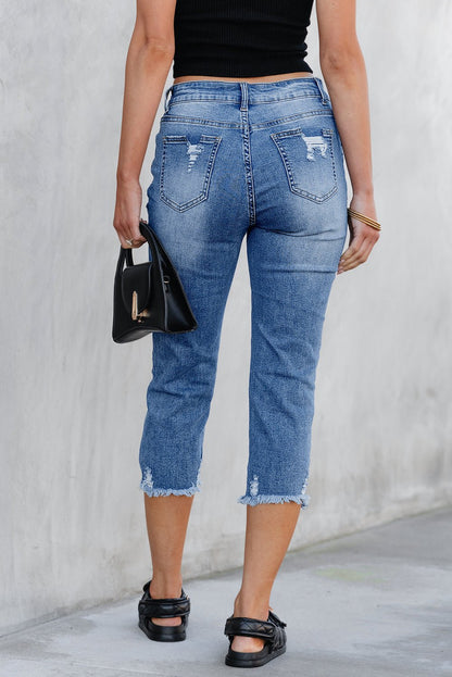 Georgia Skinny Distressed Capri Jeans - Hello Beautiful BoutiqueJeansThreaded Pear