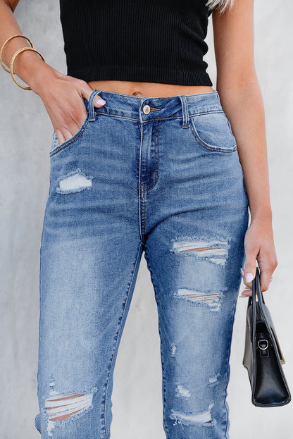 Georgia Skinny Distressed Capri Jeans - Hello Beautiful BoutiqueJeansThreaded Pear