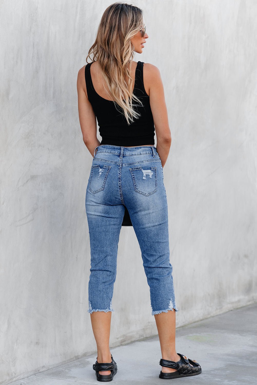 Georgia Skinny Distressed Capri Jeans - Hello Beautiful BoutiqueJeansThreaded Pear