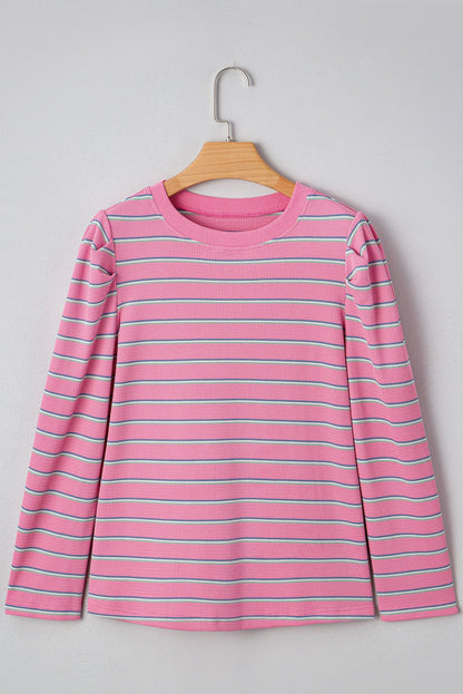 Giana Stripe Textured Knit Long Sleeve Top - Hello Beautiful BoutiqueLong Sleeve TopsThreaded Pear