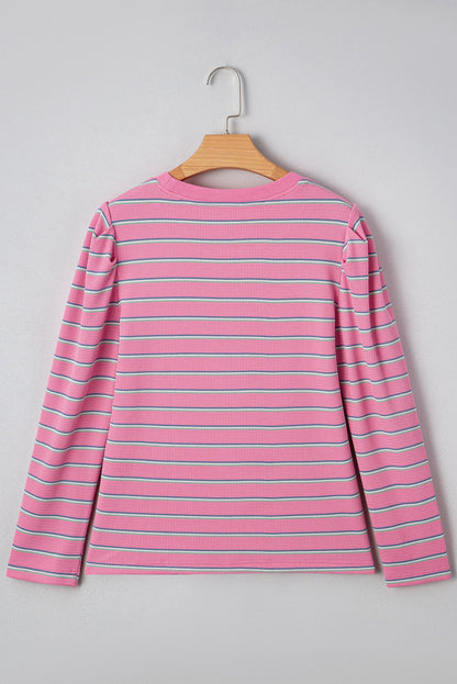 Giana Stripe Textured Knit Long Sleeve Top - Hello Beautiful BoutiqueLong Sleeve TopsThreaded Pear