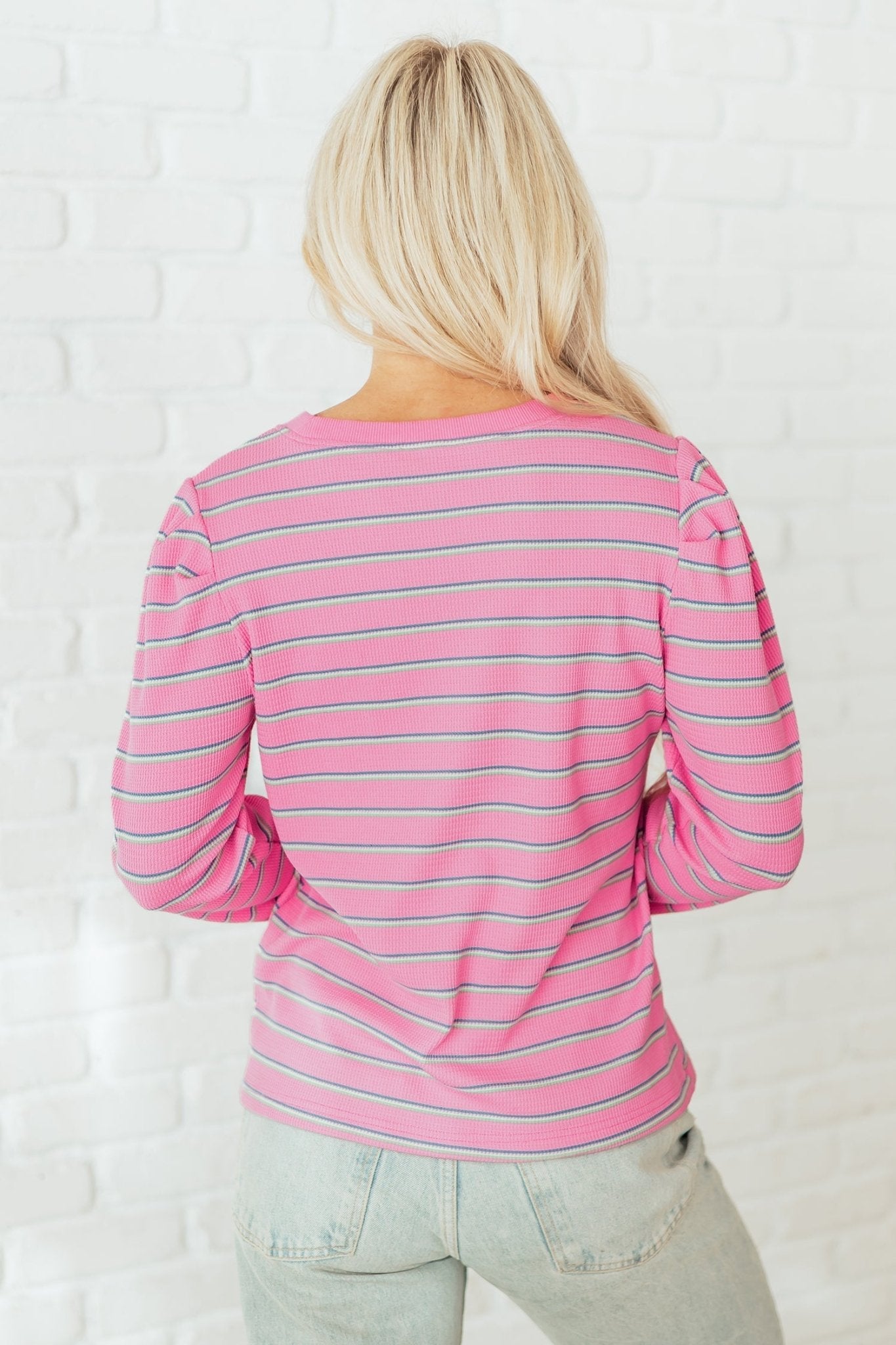 Giana Stripe Textured Knit Long Sleeve Top - Hello Beautiful BoutiqueLong Sleeve TopsThreaded Pear