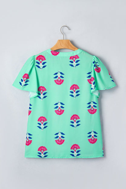 Gianna Floral Flutter Sleeve Blouse - Hello Beautiful BoutiqueBlouses & ShirtsThreaded Pear