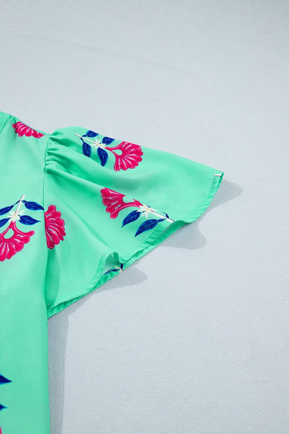 Gianna Floral Flutter Sleeve Blouse - Hello Beautiful BoutiqueBlouses & ShirtsThreaded Pear