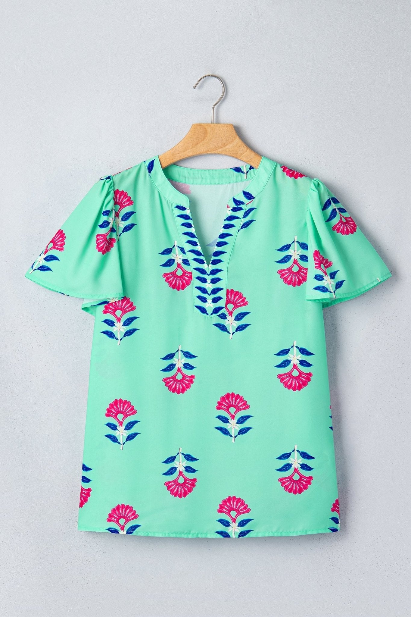 Gianna Floral Flutter Sleeve Blouse - Hello Beautiful BoutiqueBlouses & ShirtsThreaded Pear