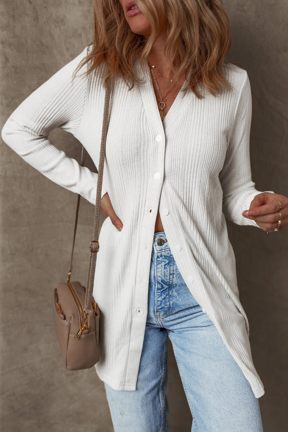 Gianna Ribbed Up Tunic Cardigan - Hello Beautiful Boutique15% OFFThreaded Pear