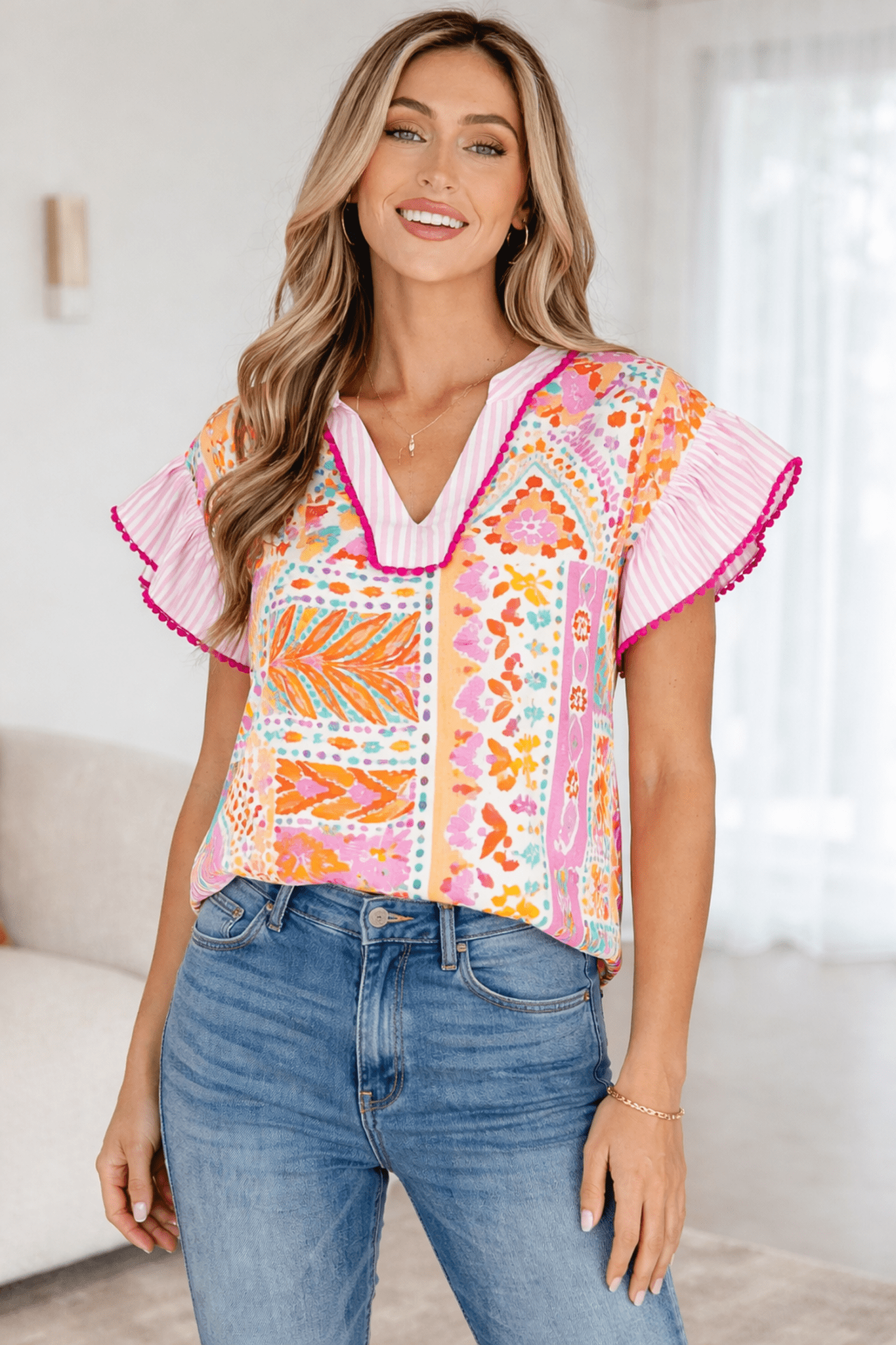 Giovanna Tiered Short Sleeve Blouse - Hello Beautiful BoutiqueBlouses & ShirtsThreaded Pear