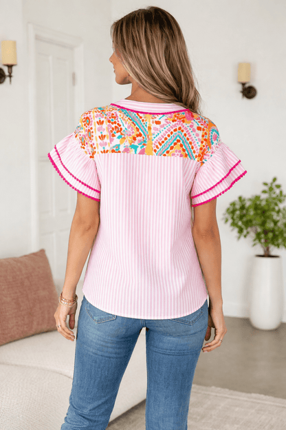 Giovanna Tiered Short Sleeve Blouse - Hello Beautiful BoutiqueBlouses & ShirtsThreaded Pear