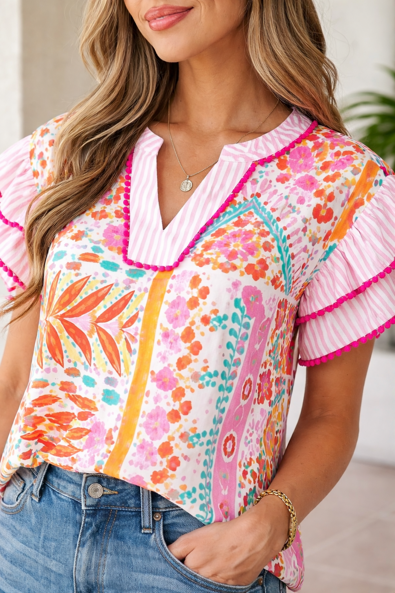 Giovanna Tiered Short Sleeve Blouse - Hello Beautiful BoutiqueBlouses & ShirtsThreaded Pear