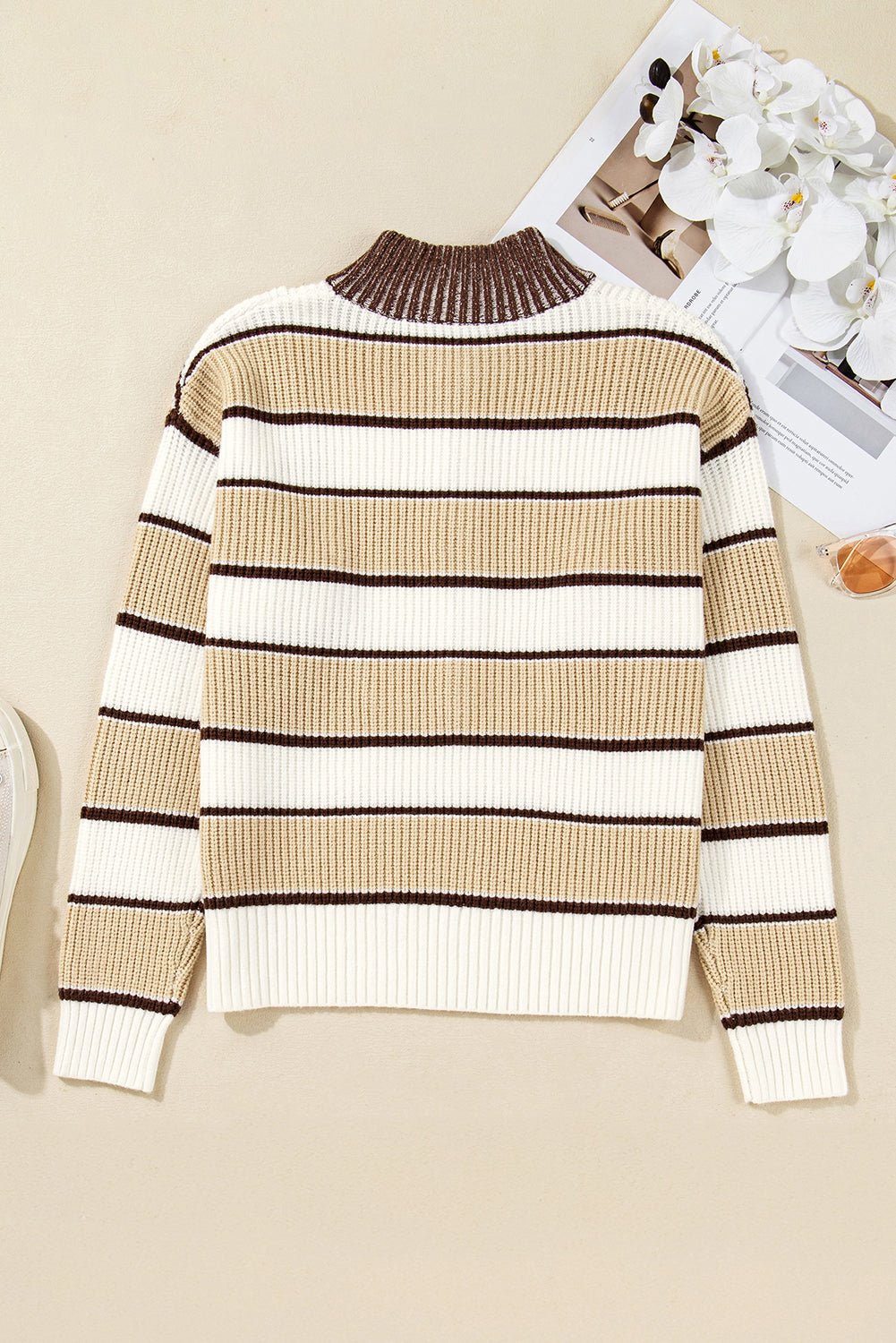 Gloria Zip Drop Shoulder Sweater - Hello Beautiful BoutiqueSweatersThreaded Pear