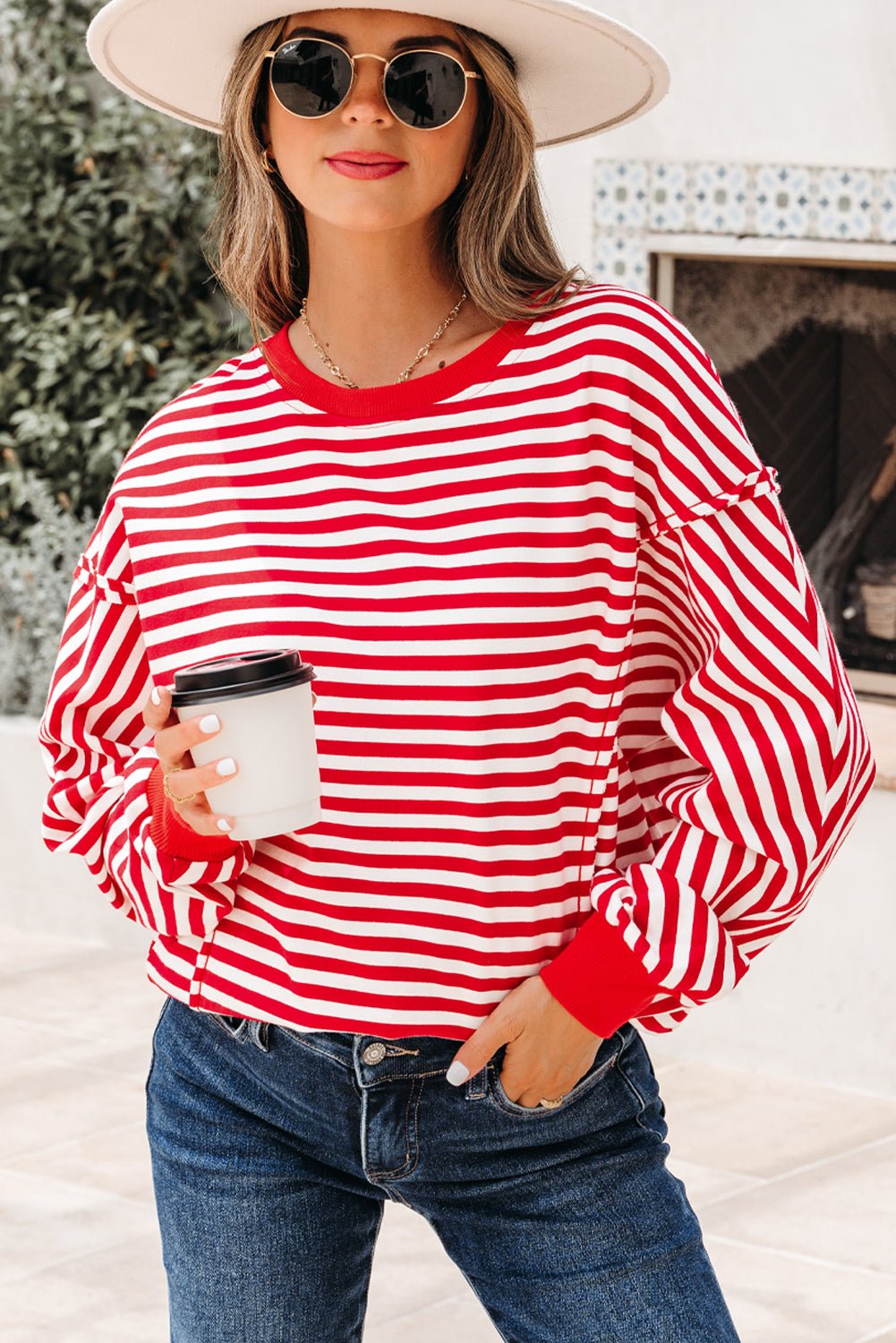 Gracelynn Shoulder Casual Pullover Top - Hello Beautiful BoutiqueLong Sleeve TopsThreaded Pear