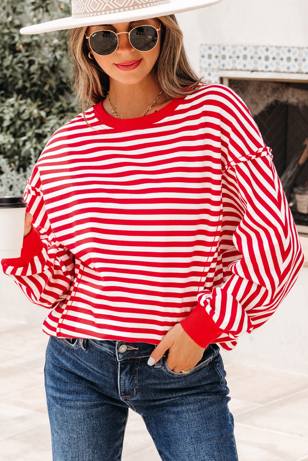 Gracelynn Shoulder Casual Pullover Top - Hello Beautiful BoutiqueLong Sleeve TopsThreaded Pear