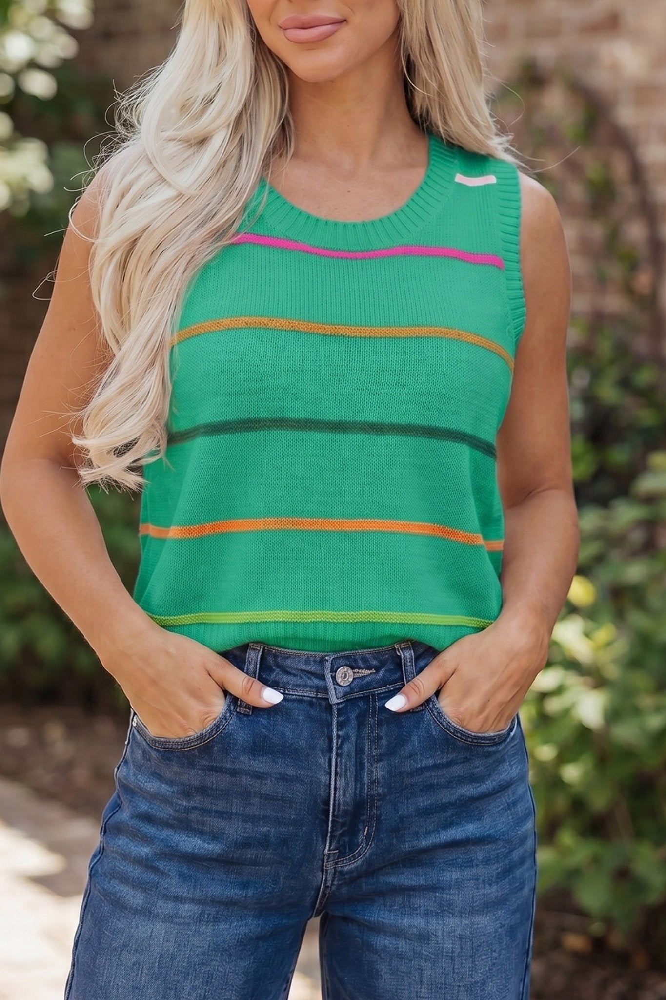 Gracie Stripe Knitted Sweater - Hello Beautiful BoutiqueSweater VestsThreaded Pear