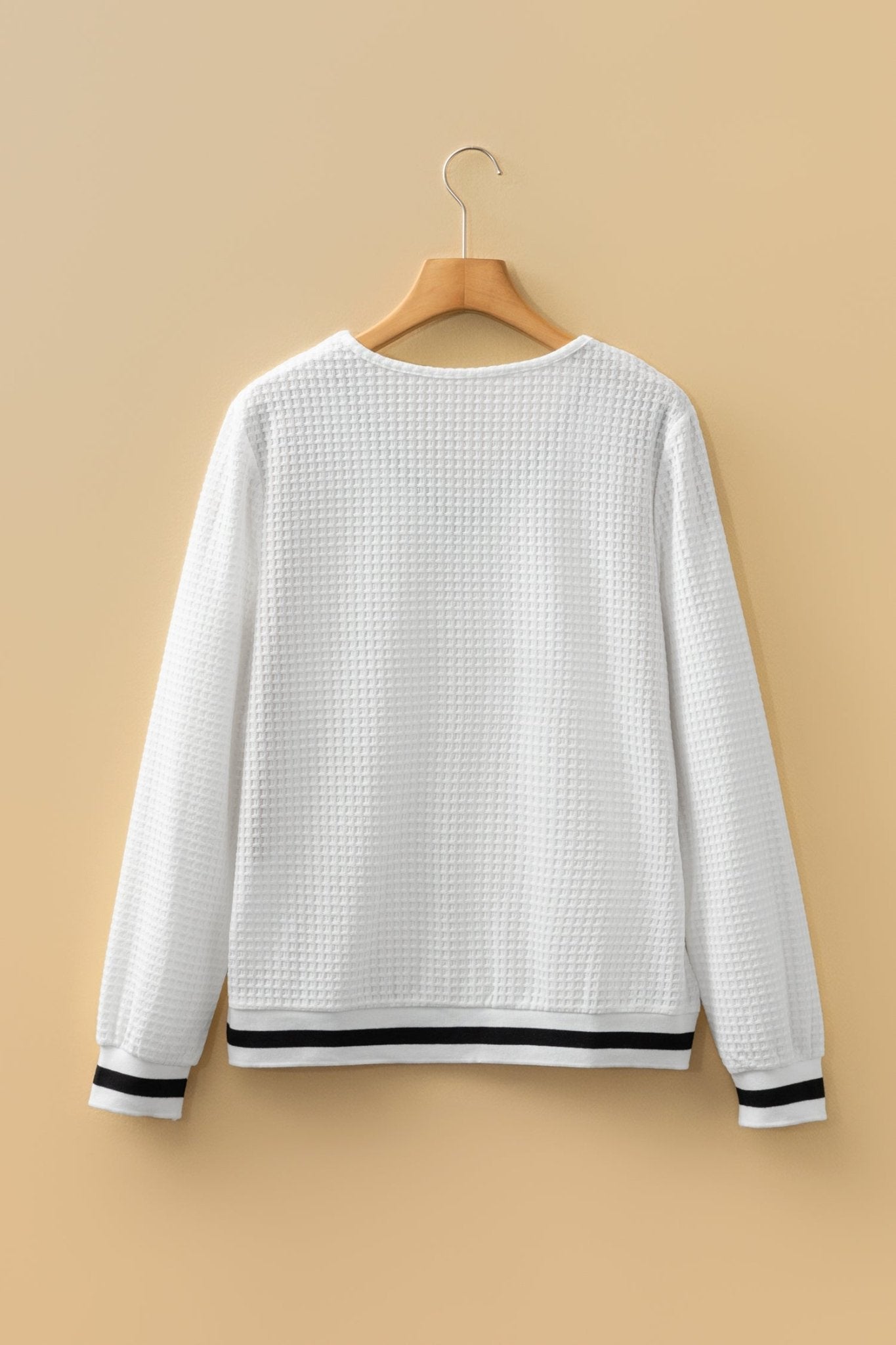 Greta Trim Pullover Waffle Top - Hello Beautiful BoutiqueLong Sleeve TopsThreaded Pear