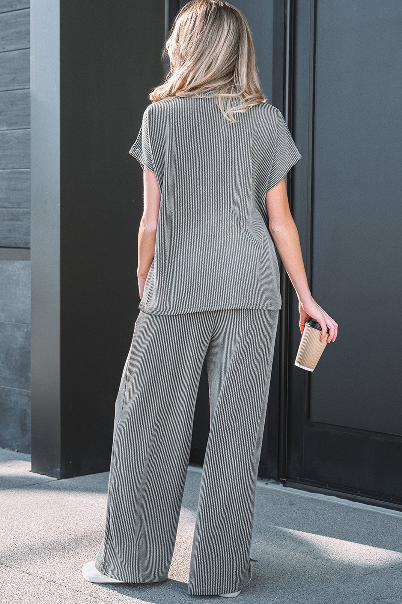 Guinevere Ribbed High Loose Tee - Hello Beautiful BoutiquePant SetsThreaded Pear