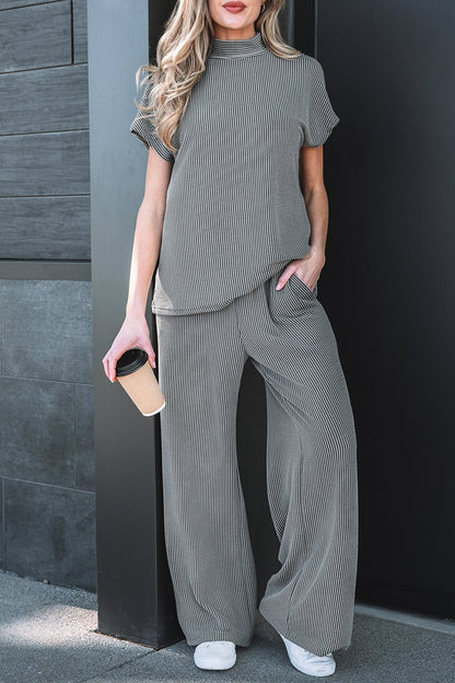 Guinevere Ribbed High Loose Tee - Hello Beautiful BoutiquePant SetsThreaded Pear