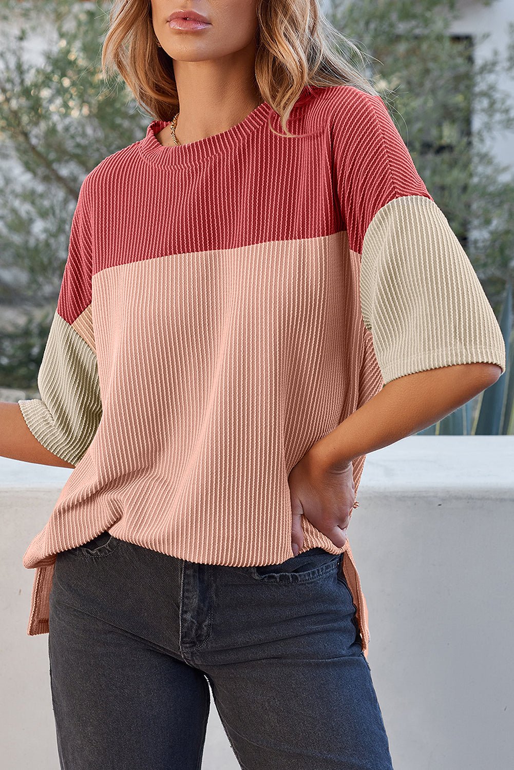 Guinevere Slits Half Sleeve Top - Hello Beautiful BoutiqueTops & TeesThreaded Pear