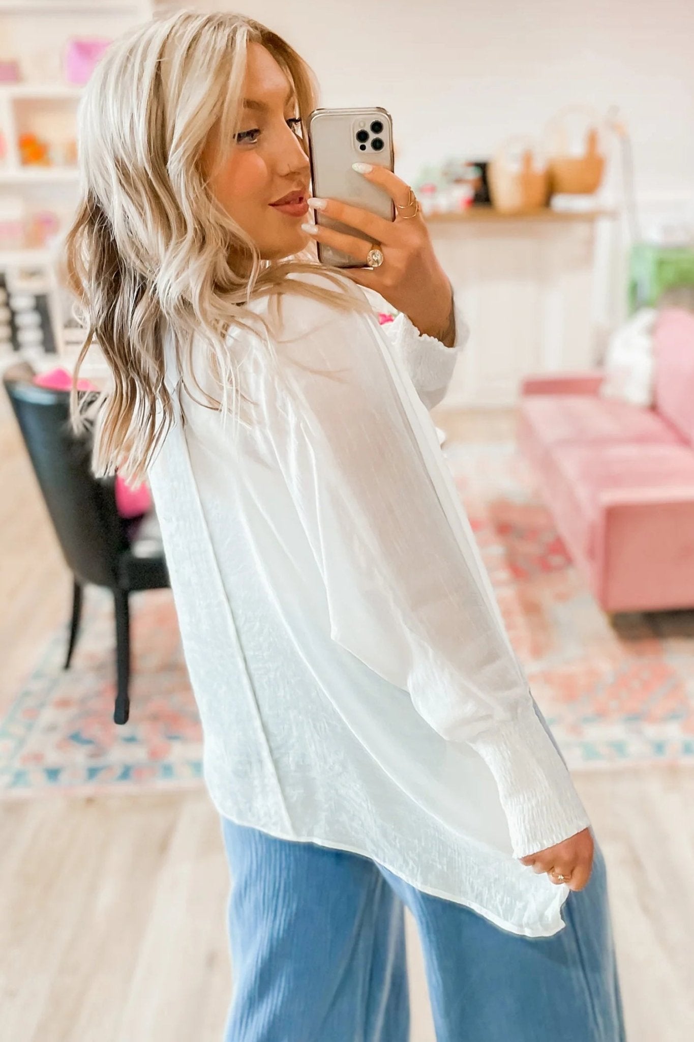 Gwen Sleeve Dolman Blouse Long Sleeve Top - Hello Beautiful BoutiqueBlouses & ShirtsThreaded Pear