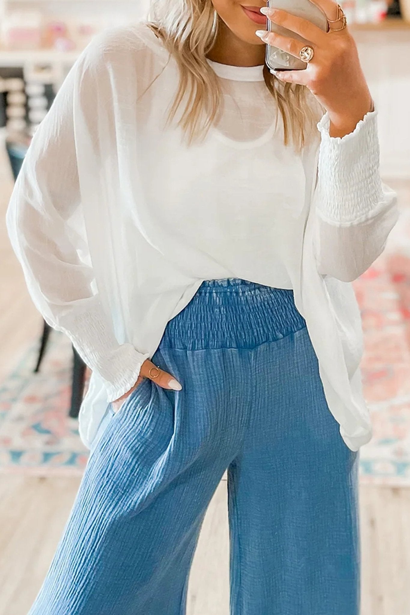 Gwen Sleeve Dolman Blouse Long Sleeve Top - Hello Beautiful BoutiqueBlouses & ShirtsThreaded Pear