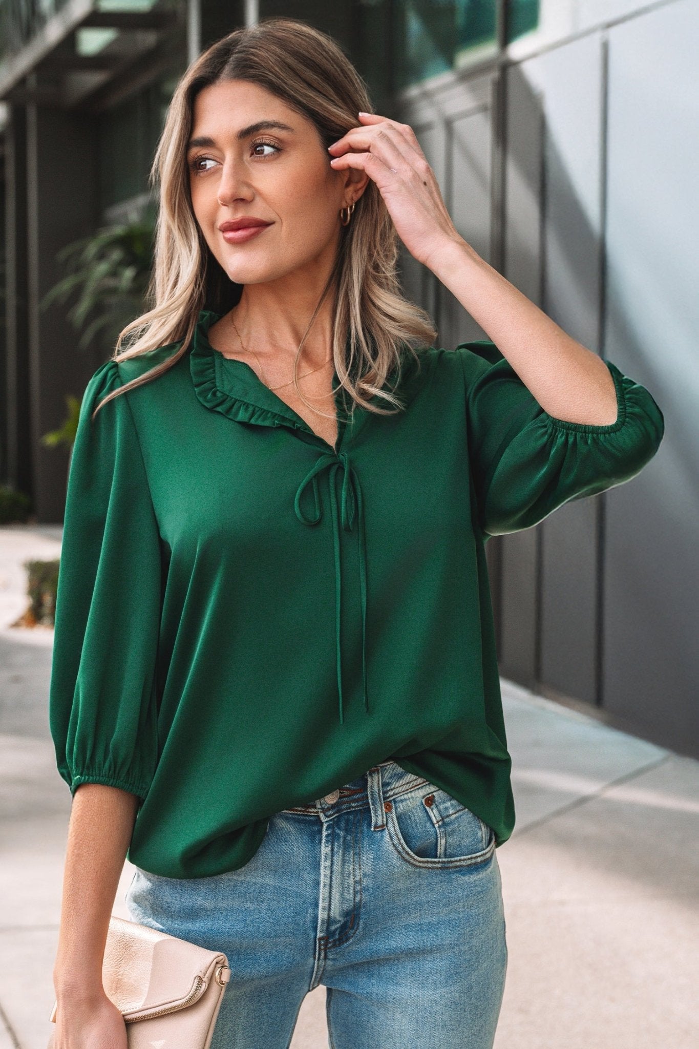 Gwendolyn 3 4 Sleeve Blouse - Hello Beautiful BoutiqueBlouses & ShirtsThreaded Pear