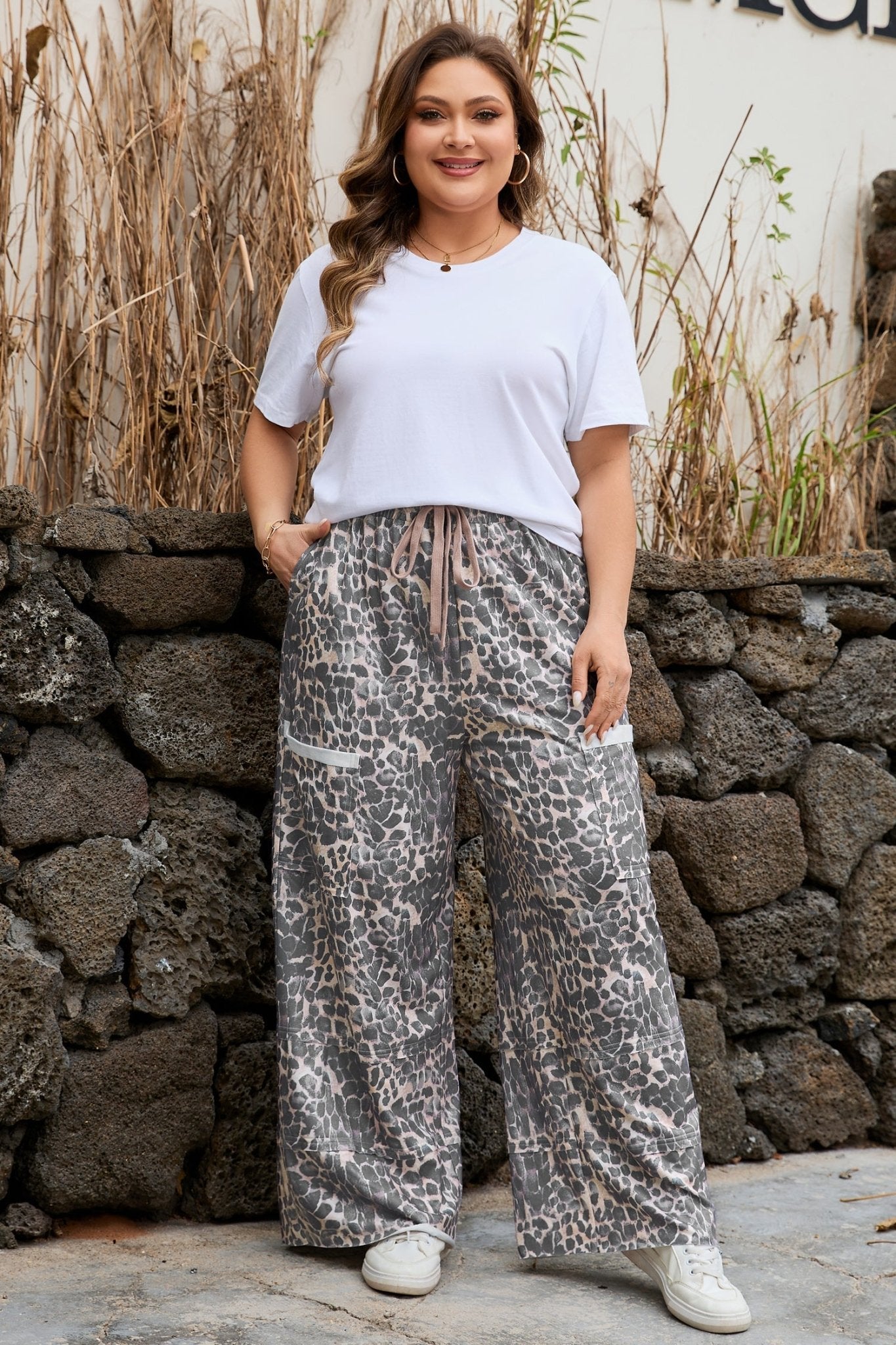 Hadley Patch Drawstring Loose PLUS Pants - Hello Beautiful BoutiquePlus Size BottomsThreaded Pear