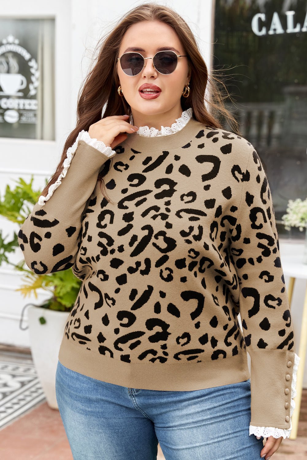 Halle Lacy Trim Cuffed PLUS Sweater - Hello Beautiful BoutiquePlus Size Sweaters & CardigansThreaded Pear