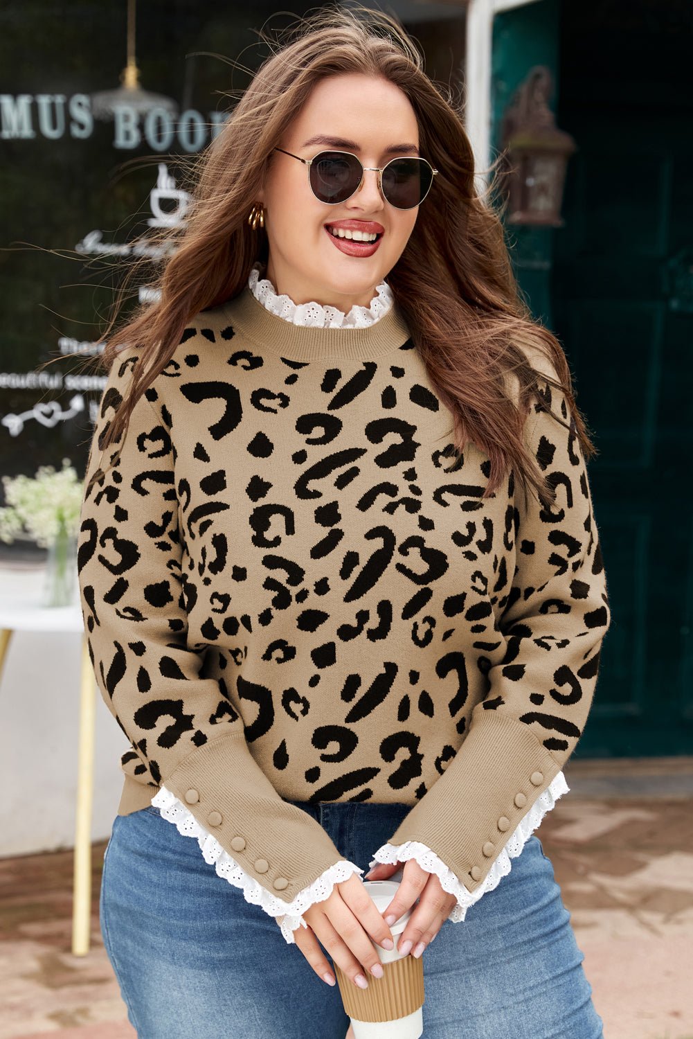 Halle Lacy Trim Cuffed PLUS Sweater - Hello Beautiful BoutiquePlus Size Sweaters & CardigansThreaded Pear