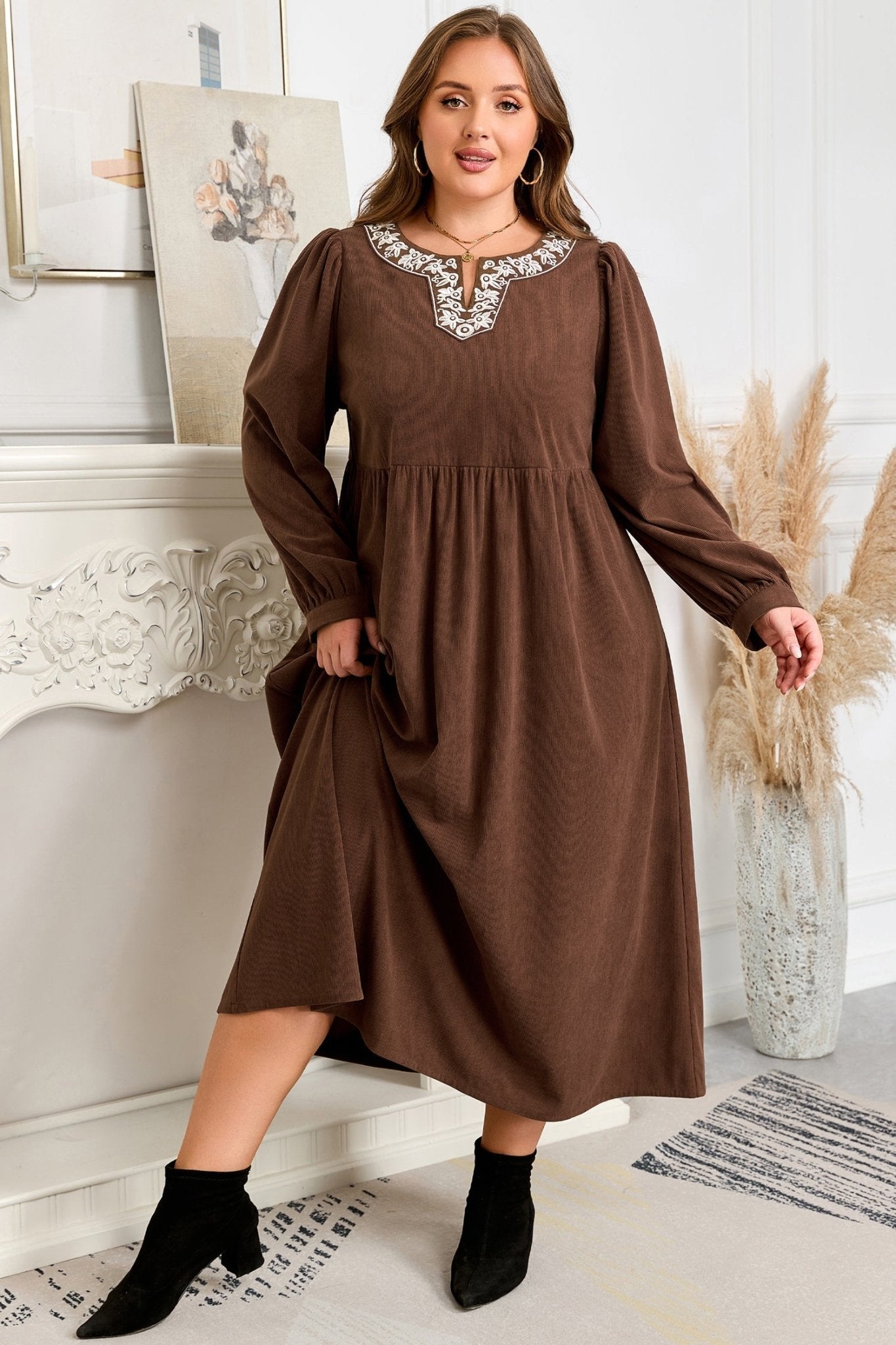 Hallie High Waist Midi PLUS Dress - Hello Beautiful BoutiquePlus Size Midi DressesThreaded Pear