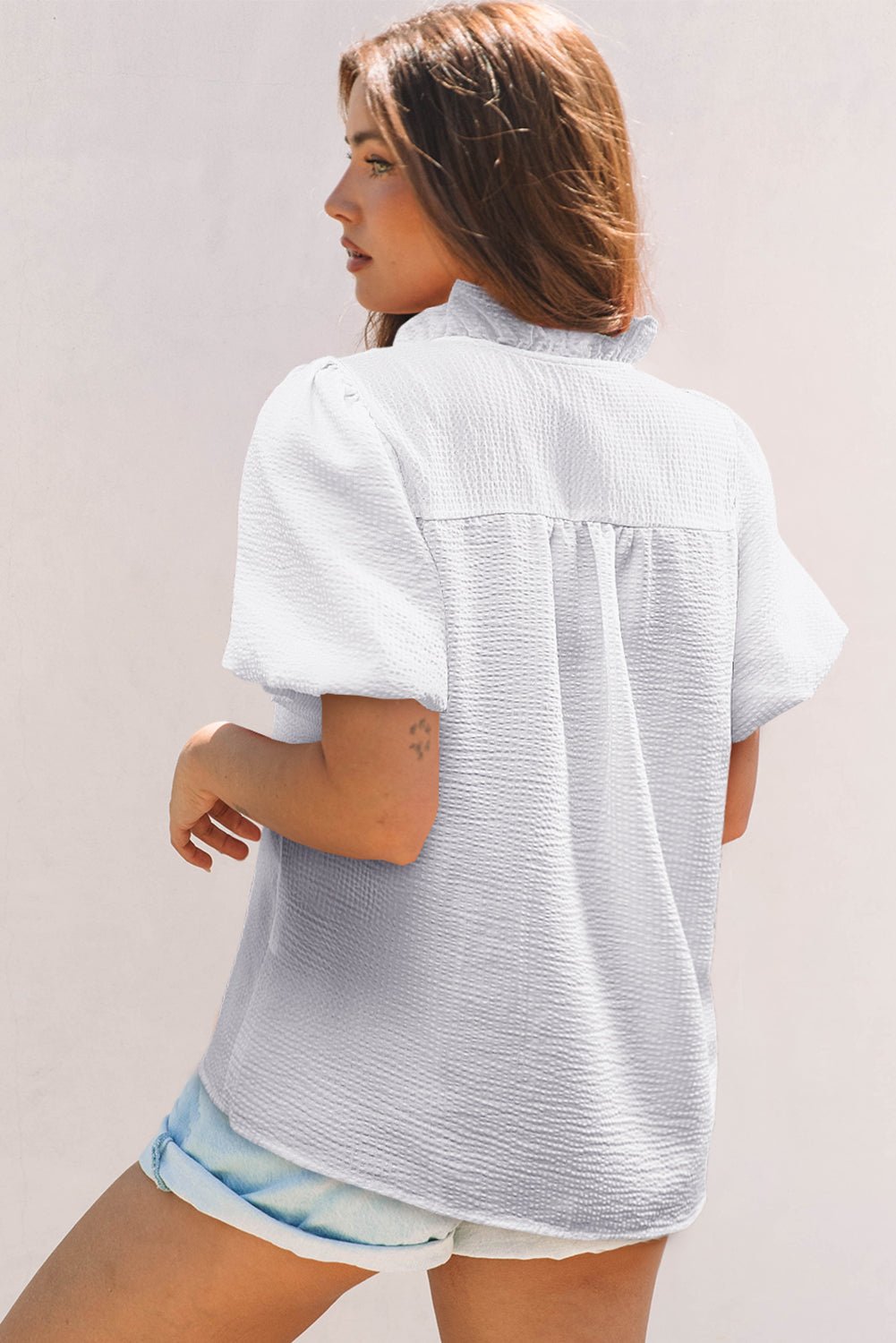 Hallie Short Bubble Sleeve Shirt - Hello Beautiful BoutiqueBlouses & ShirtsThreaded Pear