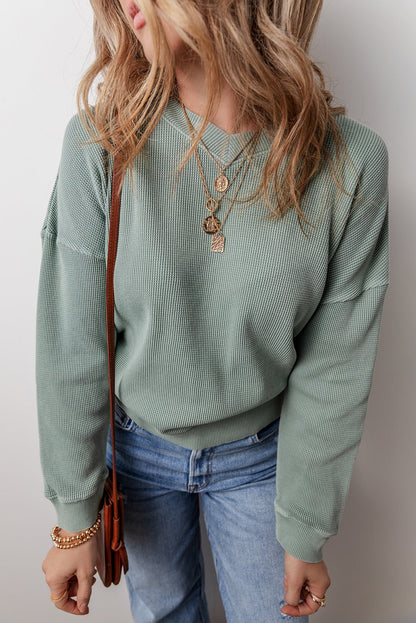 Halo Knit Drop Shoulder Top - Hello Beautiful BoutiqueLong Sleeve TopsThreaded Pear