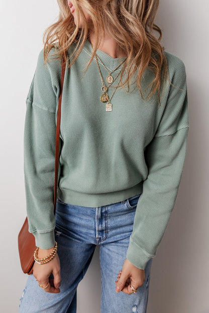 Halo Knit Drop Shoulder Top - Hello Beautiful BoutiqueLong Sleeve TopsThreaded Pear