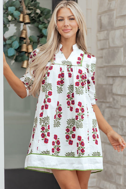 Halo Sleeve Loose Floral Dress - Hello Beautiful BoutiqueFloral DressesThreaded Pear