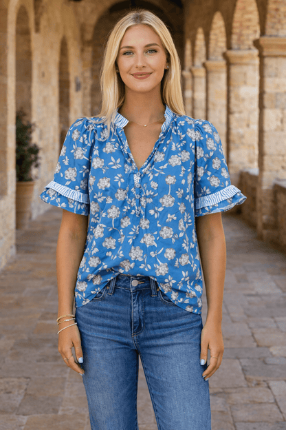Hana Detail Short Sleeve Blouse - Hello Beautiful BoutiqueBlouses & ShirtsThreaded Pear