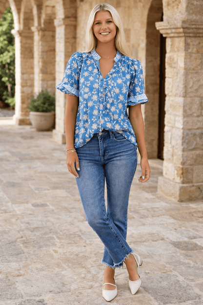 Hana Detail Short Sleeve Blouse - Hello Beautiful BoutiqueBlouses & ShirtsThreaded Pear
